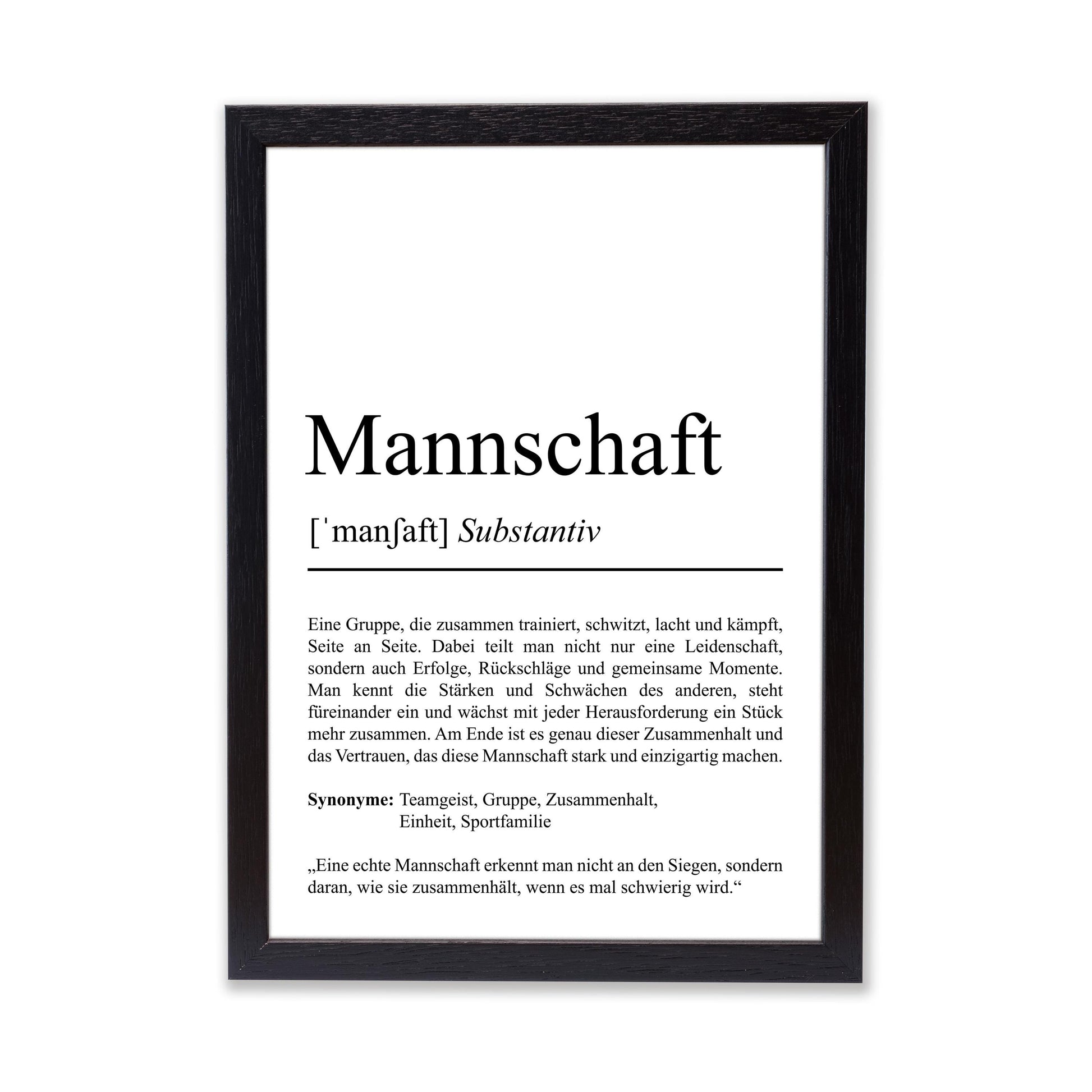Mannschaft Sport Definition Poster, 100% personalisierbar, Poster Vereinssport, Massivholzrahmen, Last Minute Geschenk Vereinsmitglieder
