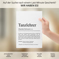 Tanzlehrer Definition Poster personalisierbar mit Namen Beruf Poster Tanzlehrer Geschenk Einzug Geburtstag Geschenk Tanzlehrer Poster Beruf