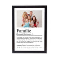Familie Definition Poster, personalisierbar mit Bild + Namen, Massivholzrahmen, Last Minute Geschenk, Wanddeko Wohnzimmer