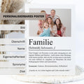 Familie Definition Poster, personalisierbar mit Bild + Namen, Massivholzrahmen, Last Minute Geschenk, Wanddeko Wohnzimmer