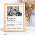 Familie Definition Poster, personalisierbar mit Bild + Namen, Massivholzrahmen, Last Minute Geschenk, Wanddeko Wohnzimmer