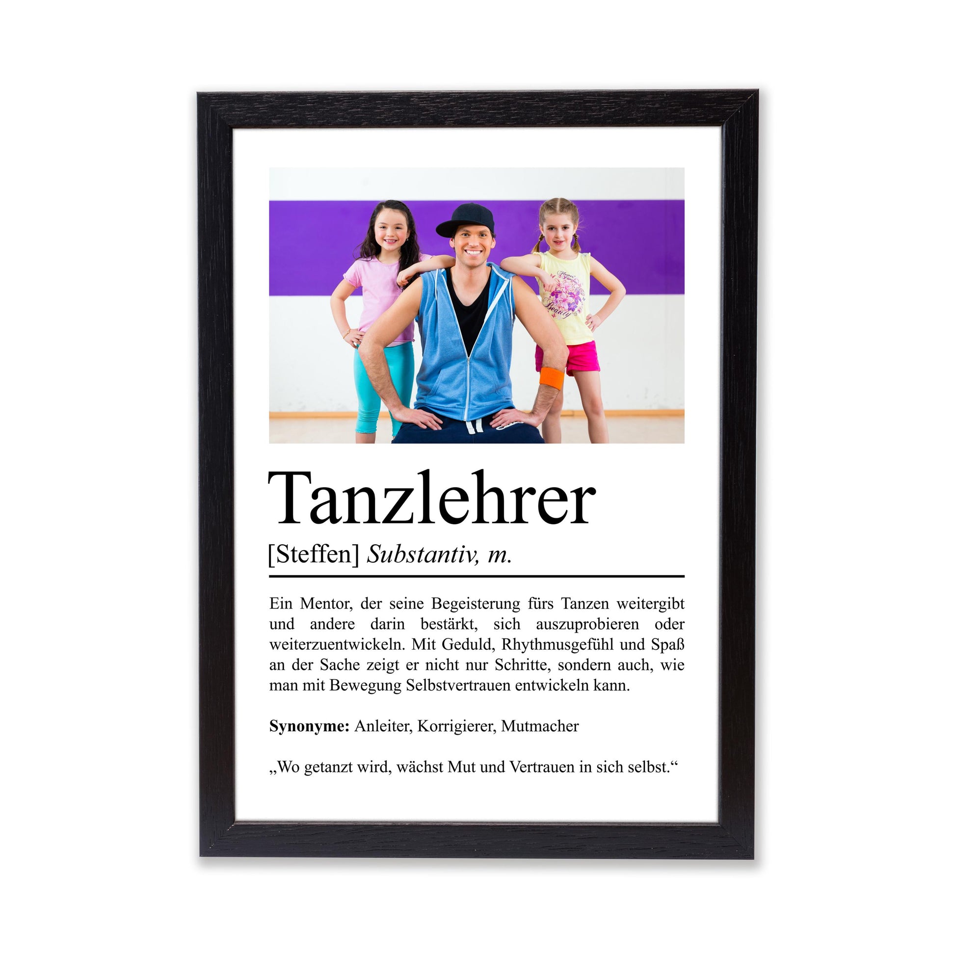 Tanzlehrer Definition Poster personalisierbar mit Bild + Namen Beruf Poster Tanzlehrer Geschenk Einzug Geburtstag Geschenk Tanzlehrer