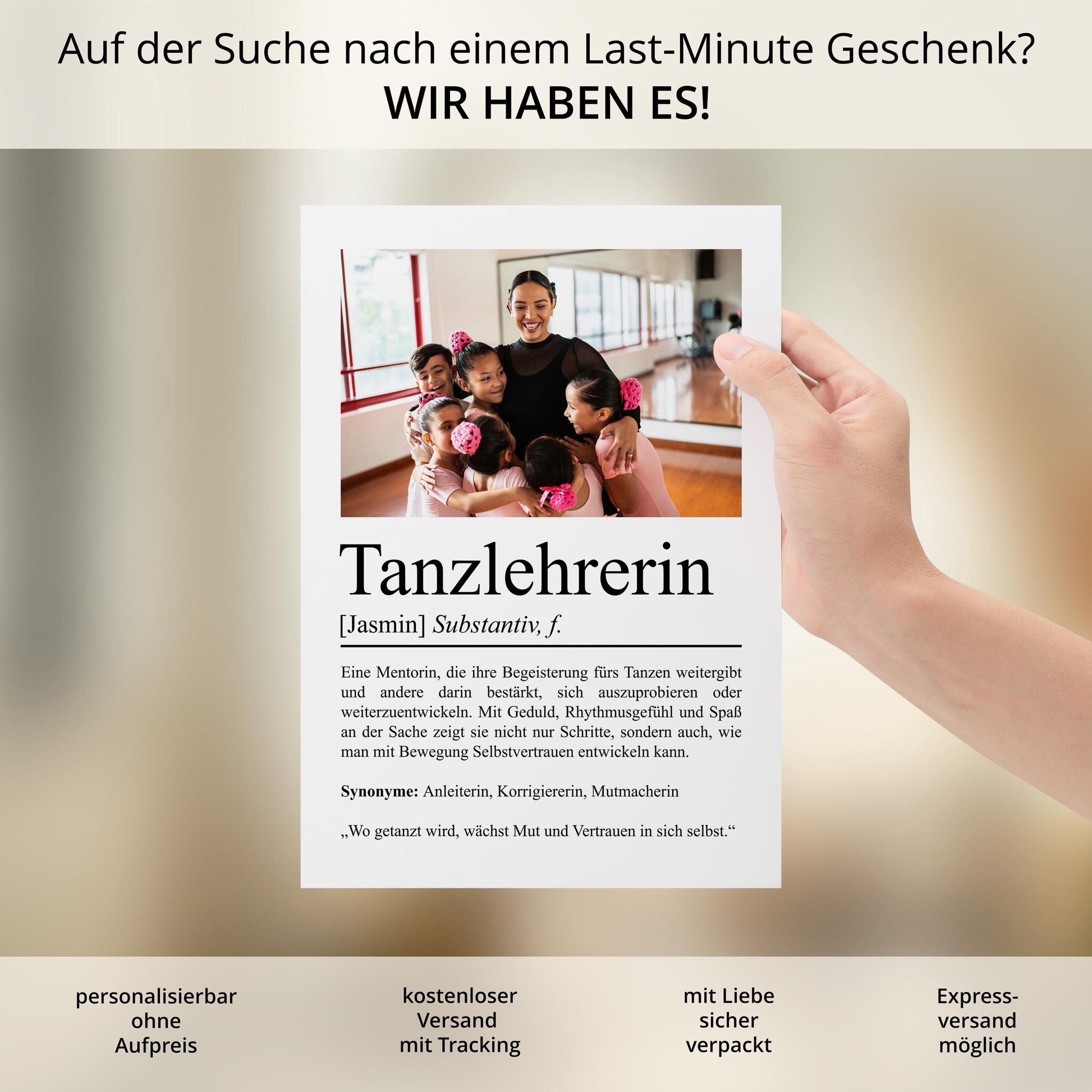Tanzlehrerin Definition Poster personalisierbar mit Bild + Namen Beruf Poster Tanzlehrerin Geschenk Einzug Geburtstag Geschenk Tanzlehrerin