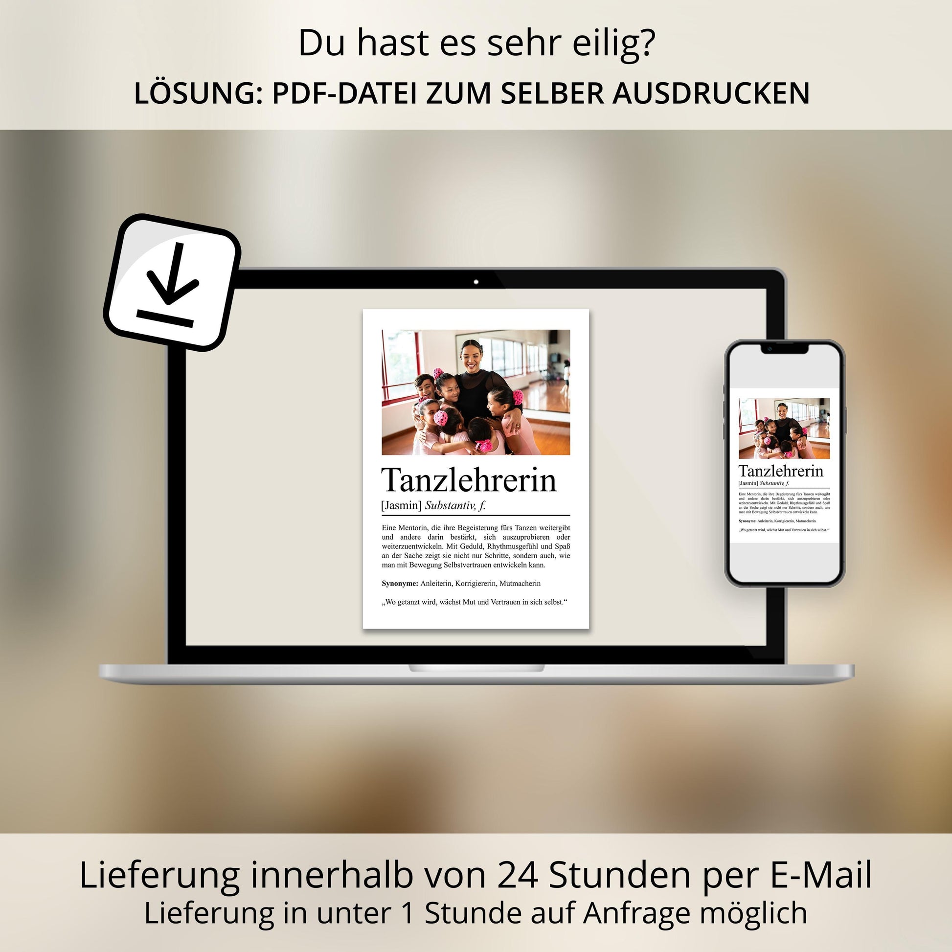 Tanzlehrerin Definition Poster personalisierbar mit Bild + Namen Beruf Poster Tanzlehrerin Geschenk Einzug Geburtstag Geschenk Tanzlehrerin