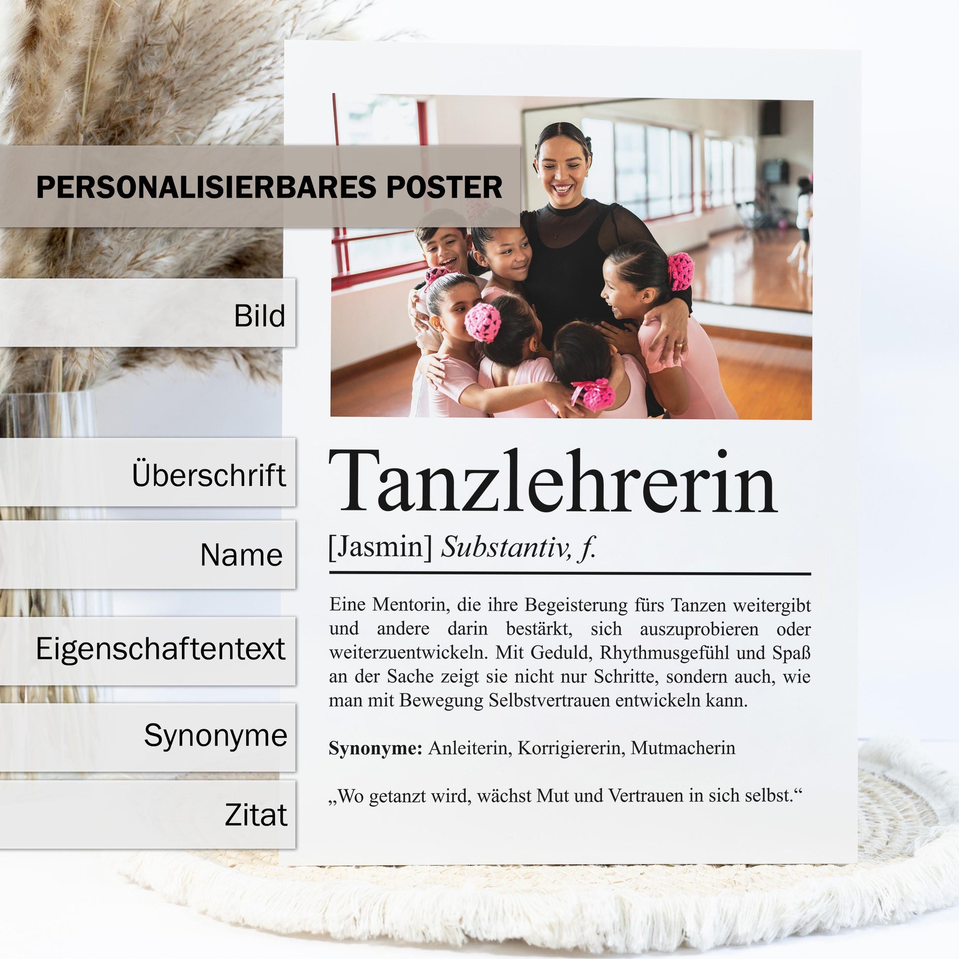 Tanzlehrerin Definition Poster personalisierbar mit Bild + Namen Beruf Poster Tanzlehrerin Geschenk Einzug Geburtstag Geschenk Tanzlehrerin