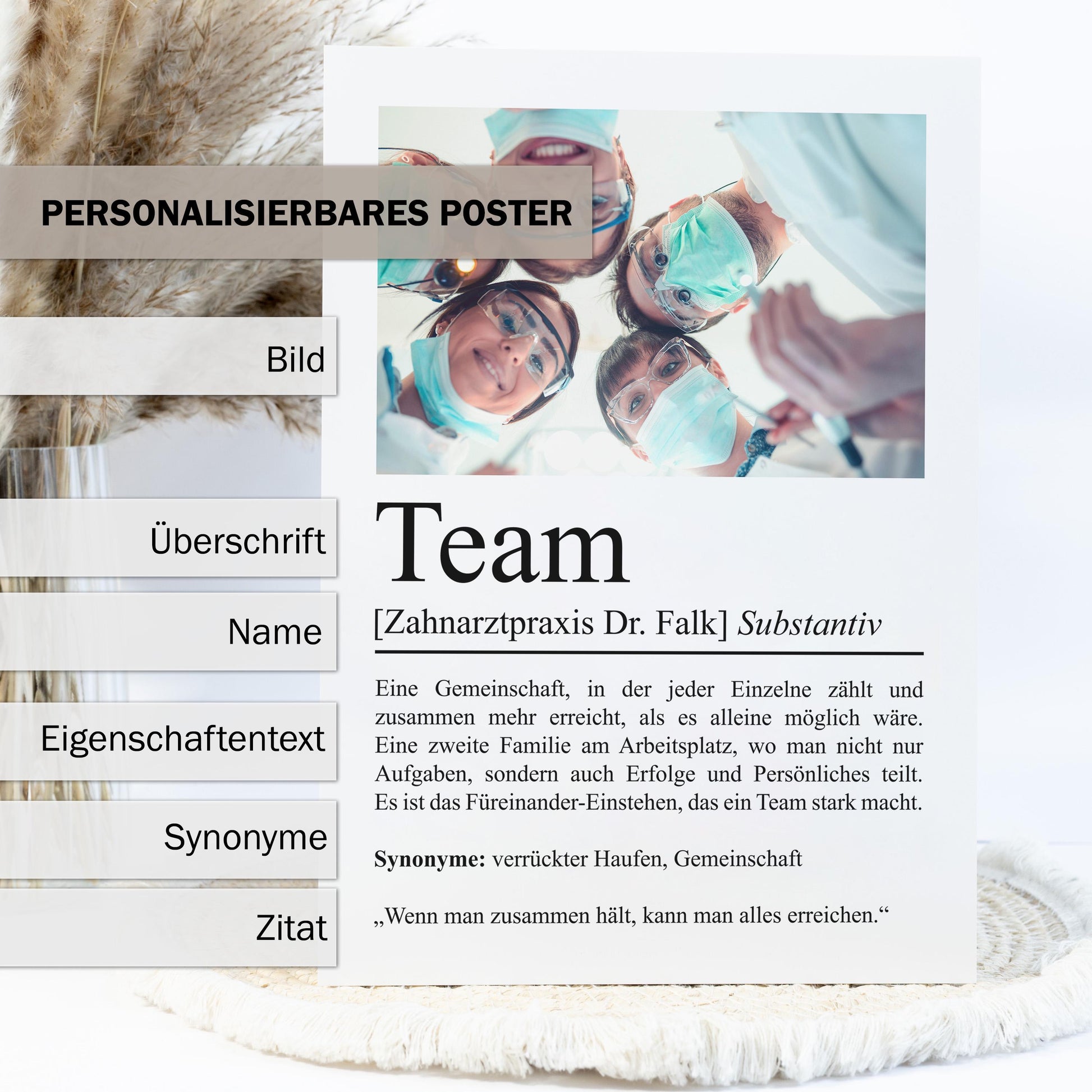 Team Definition Poster personalisierbar mit Bild + Namen Beruf Poster Team Geschenk Einzug Geburtstag Geschenk Kollegen