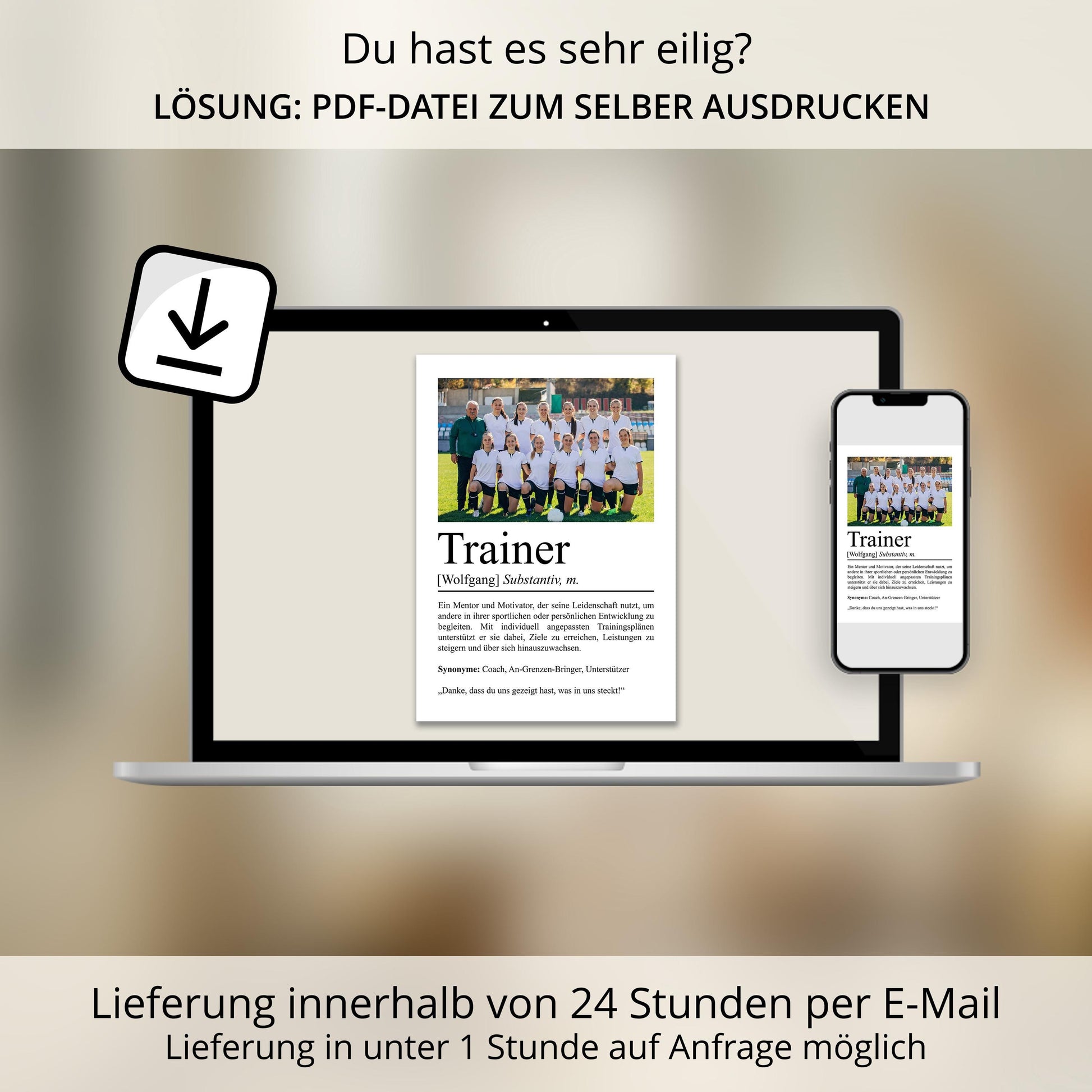 Trainer Definition Poster personalisierbar mit Bild + Namen Beruf Poster Trainer Geschenk Einzug Geburtstag Geschenk Trainer
