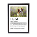 Hund Definition Poster, personalisierbar mit Bild + Name, Massivholzrahmen, Last Minute Geschenk Hundehalter