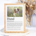 Hund Definition Poster, personalisierbar mit Bild + Name, Massivholzrahmen, Last Minute Geschenk Hundehalter