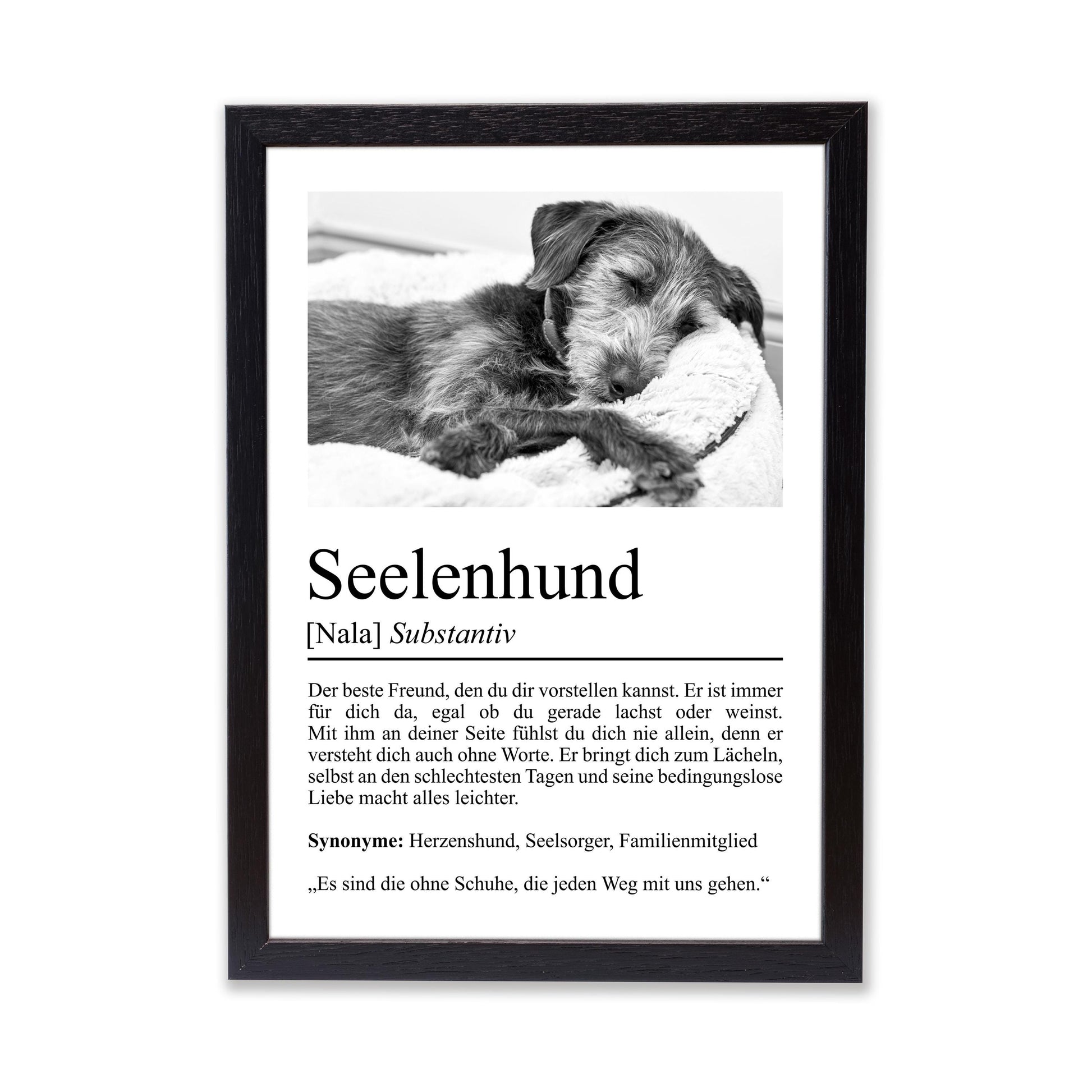 Seelenhund Definition Poster, personalisierbar mit Bild + Name, Massivholzrahmen, Last Minute Geschenk Hundehalter