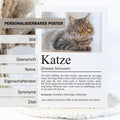 Katze Definition Poster, personalisierbar mit Bild + Name, Massivholzrahmen, Last Minute Geschenk Katzenbesitzer