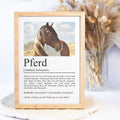Pferd Definition Poster, personalisierbar mit Bild + Name, Massivholzrahmen, Last Minute Geschenk Reiterin