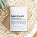 Dreamteam Definition A6 Karte personalisierbar mit Teamnamen Jubiläum Grußkarte Team Geschenk Geburtstag Team Postkarte Klappkarte