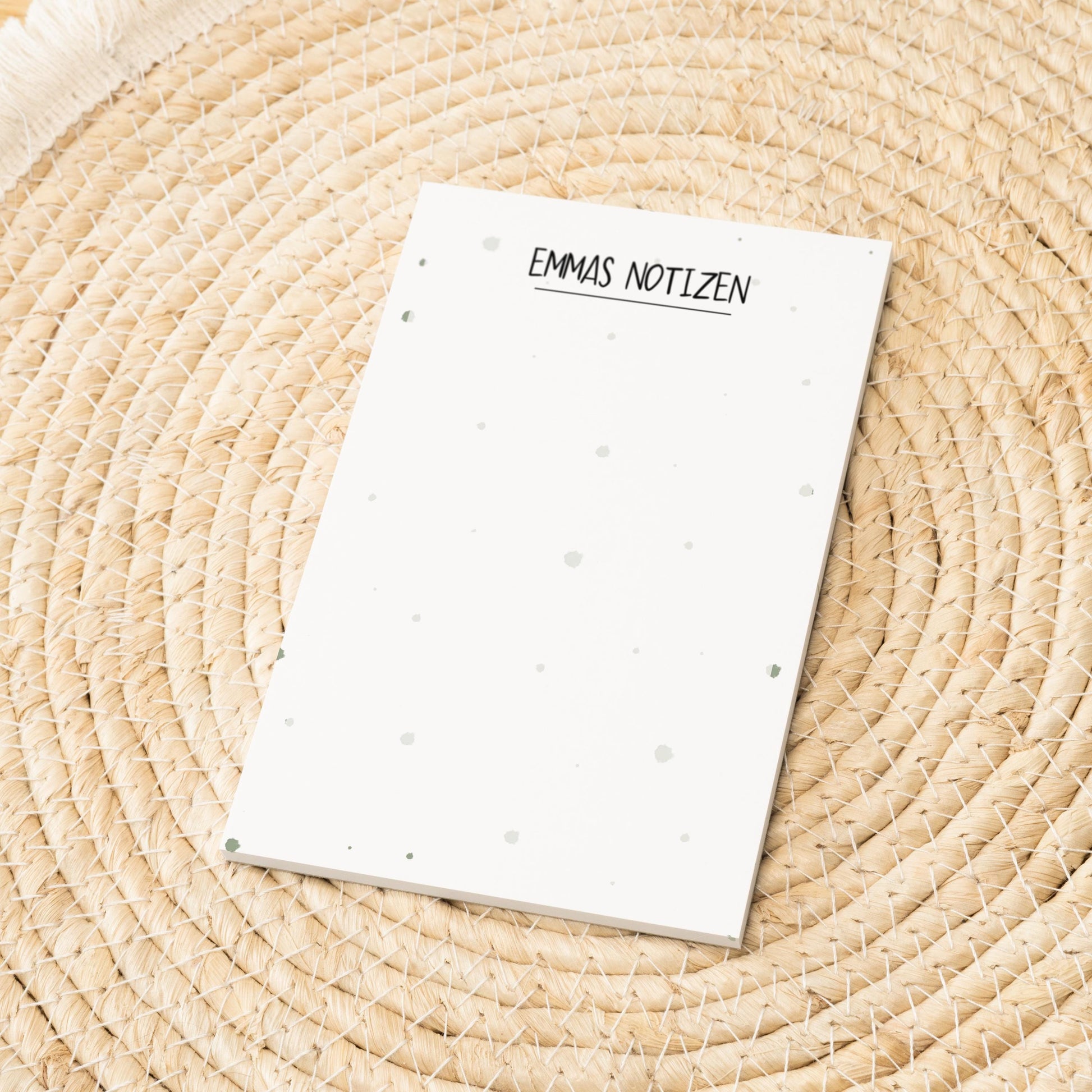 Notizblock Kleckse Design, 10x15 cm, 50 Blatt mit Leimbindung, personalisierbar mit Namen, Handmade, Geschenk Zeichner