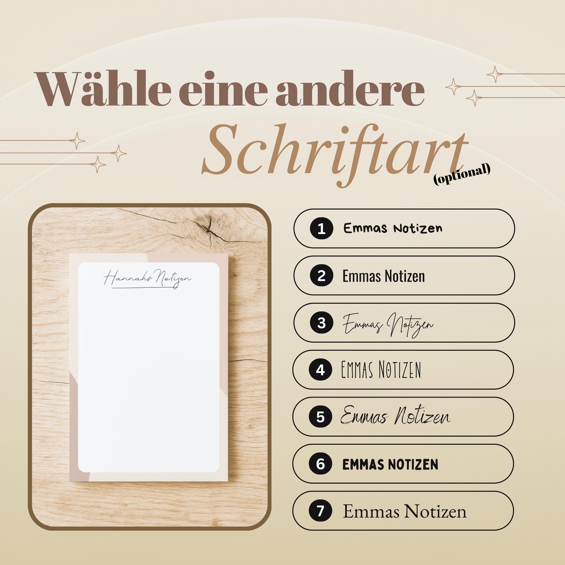 Notizblock Office Design, 10x15 cm, 50 Blatt mit Leimbindung, personalisierbar mit Namen, Handmade, Schreibwaren Büro