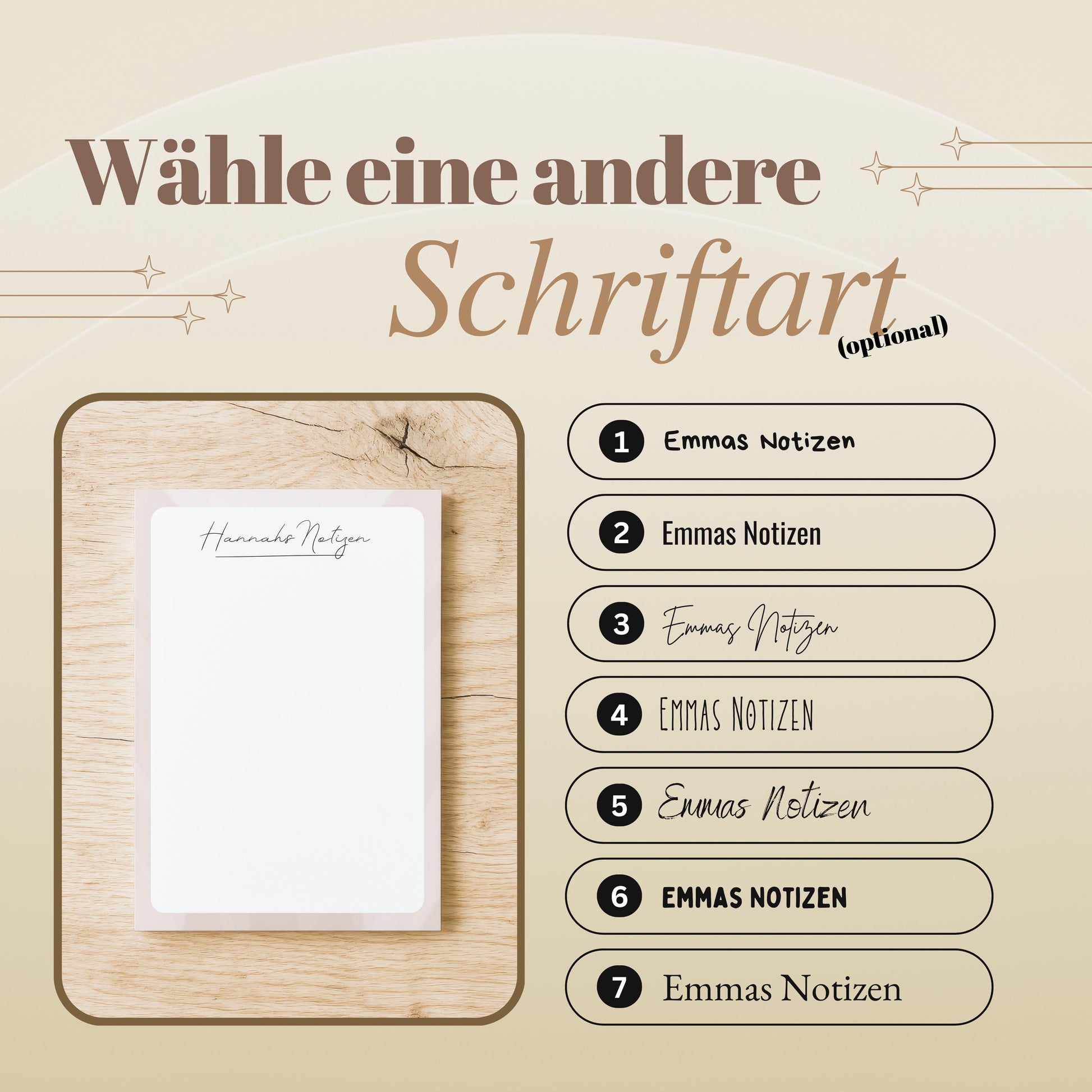 Notizblock Office Design, 10x15 cm, 50 Blatt mit Leimbindung, personalisierbar mit Namen, Handmade, Schreibwaren Büro