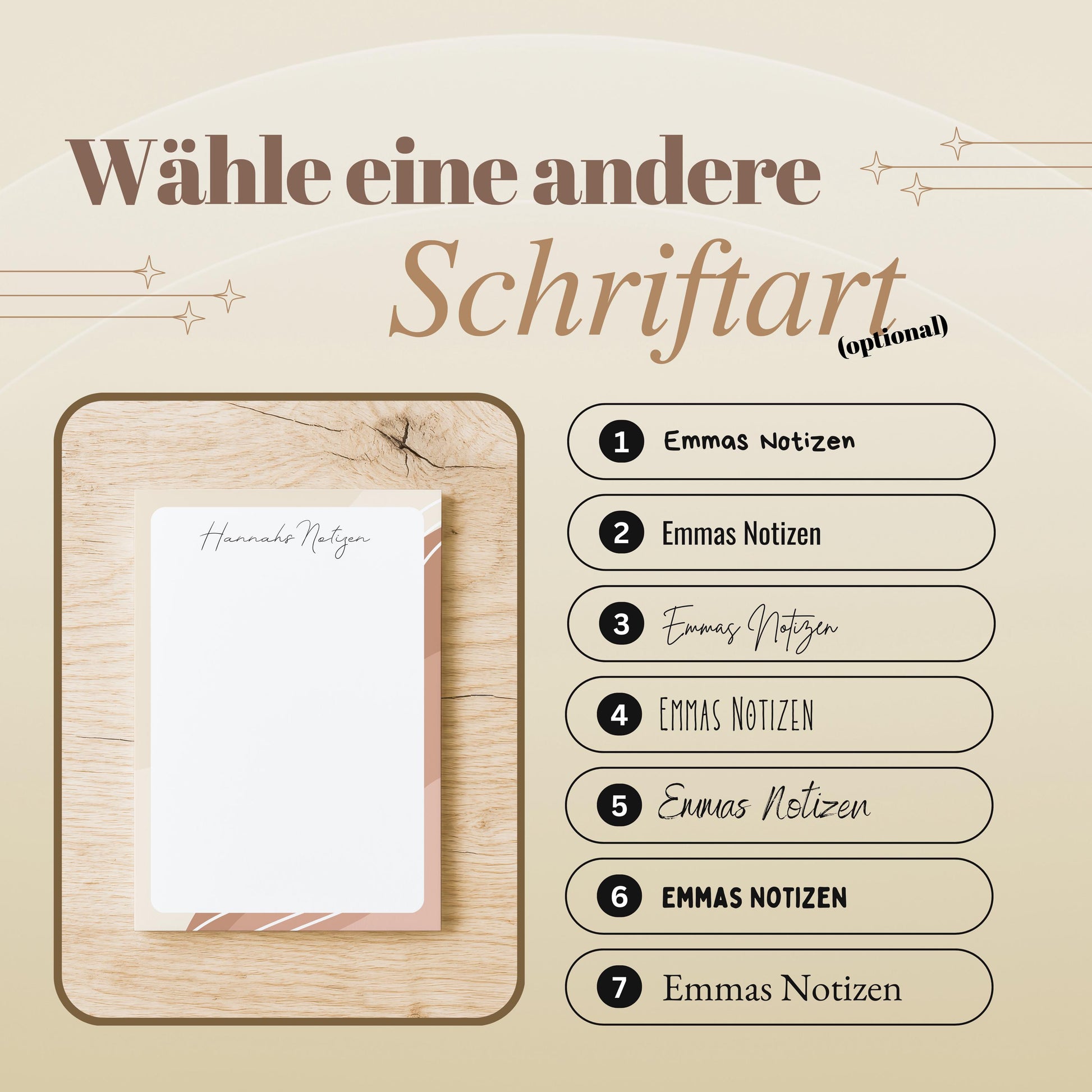 Notizblock Office Design, 10x15 cm, 50 Blatt mit Leimbindung, personalisierbar mit Namen, Handmade, Schreibwaren Büro