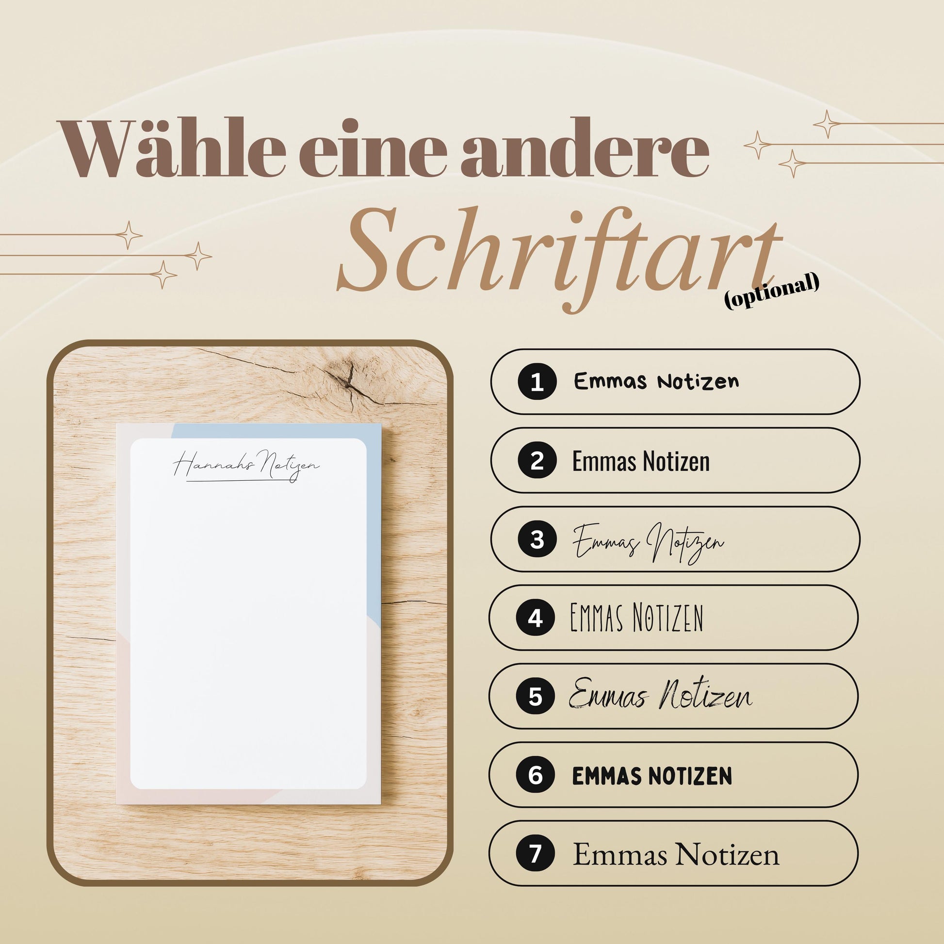 Notizblock Office Design, 10x15 cm, 50 Blatt mit Leimbindung, personalisierbar mit Namen, Handmade, Schreibwaren Büro