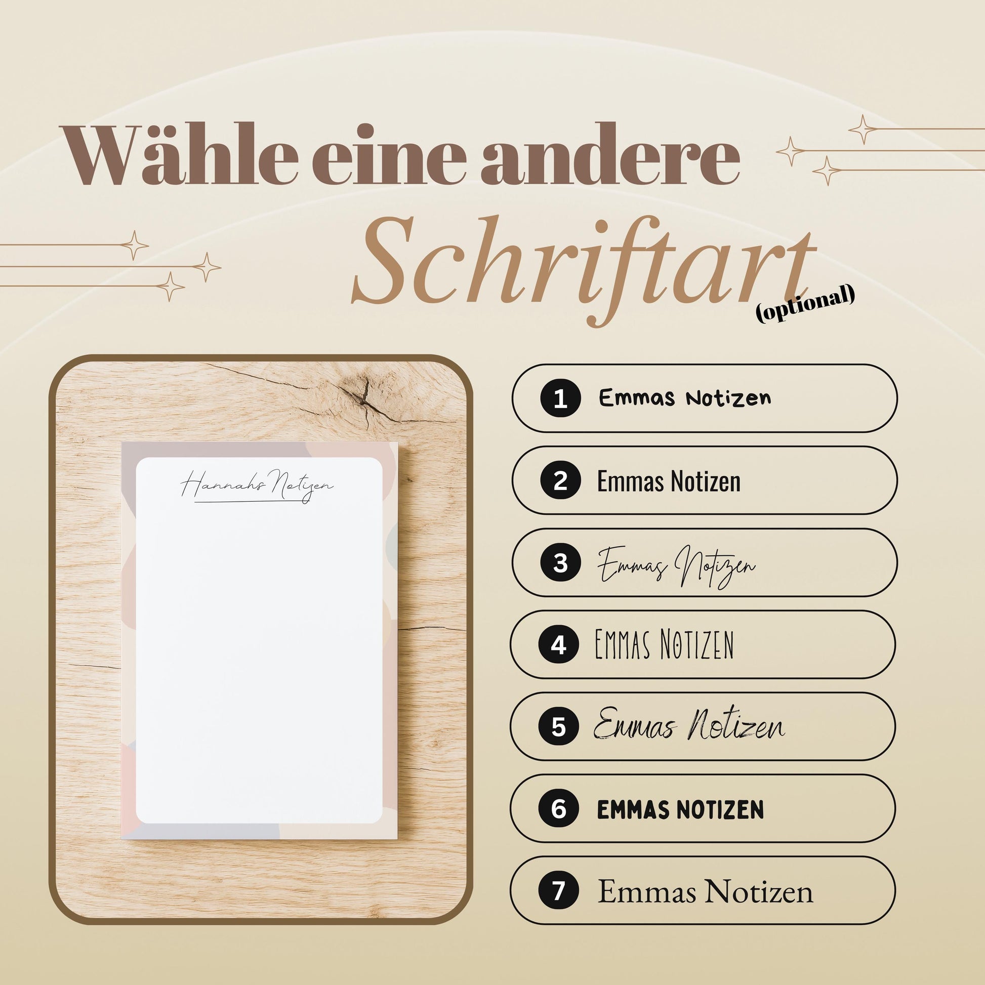 Notizblock Office Design, 10x15 cm, 50 Blatt mit Leimbindung, personalisierbar mit Namen, Handmade, Schreibwaren Büro