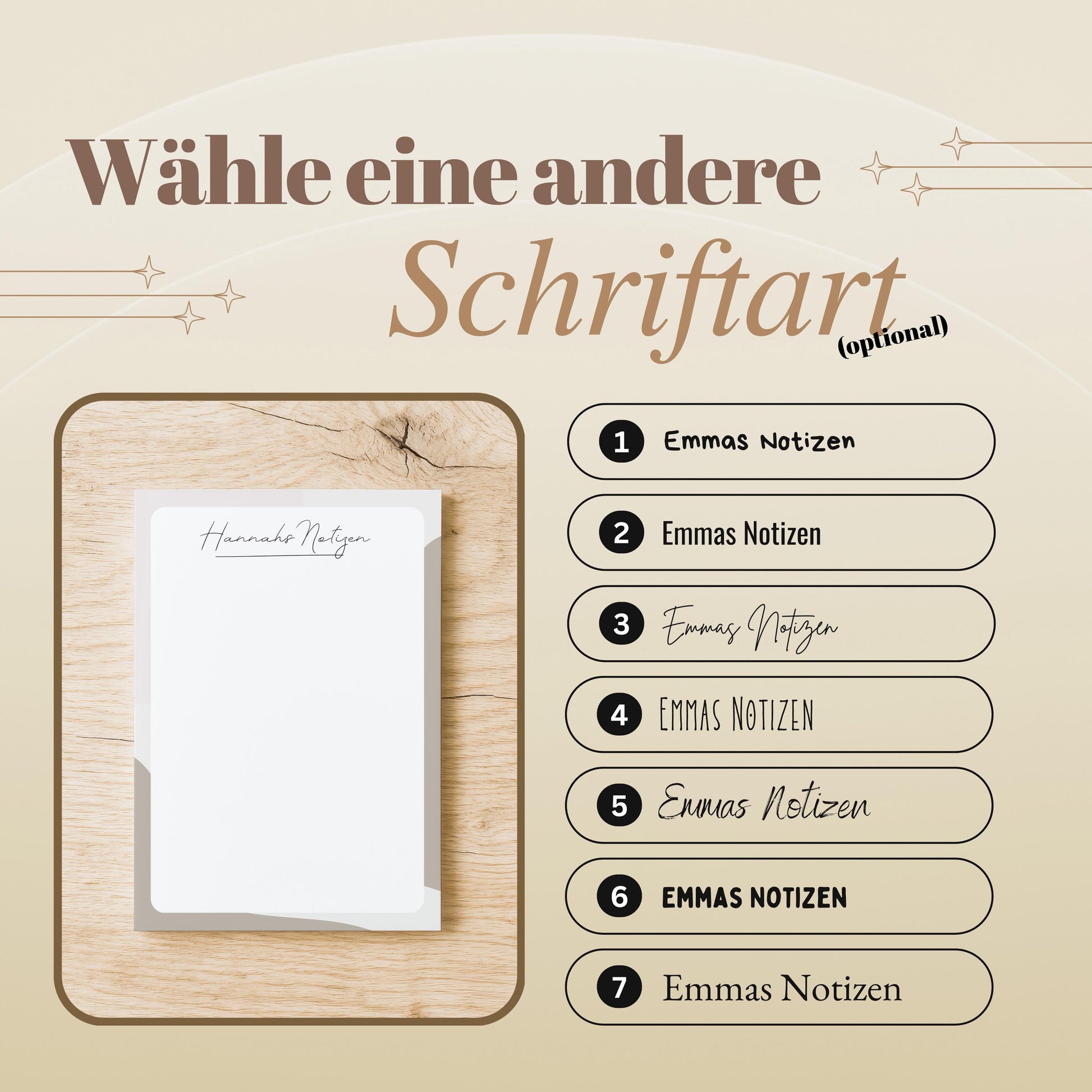 Notizblock Office Design, 10x15 cm, 50 Blatt mit Leimbindung, personalisierbar mit Namen, Handmade, Schreibwaren Büro