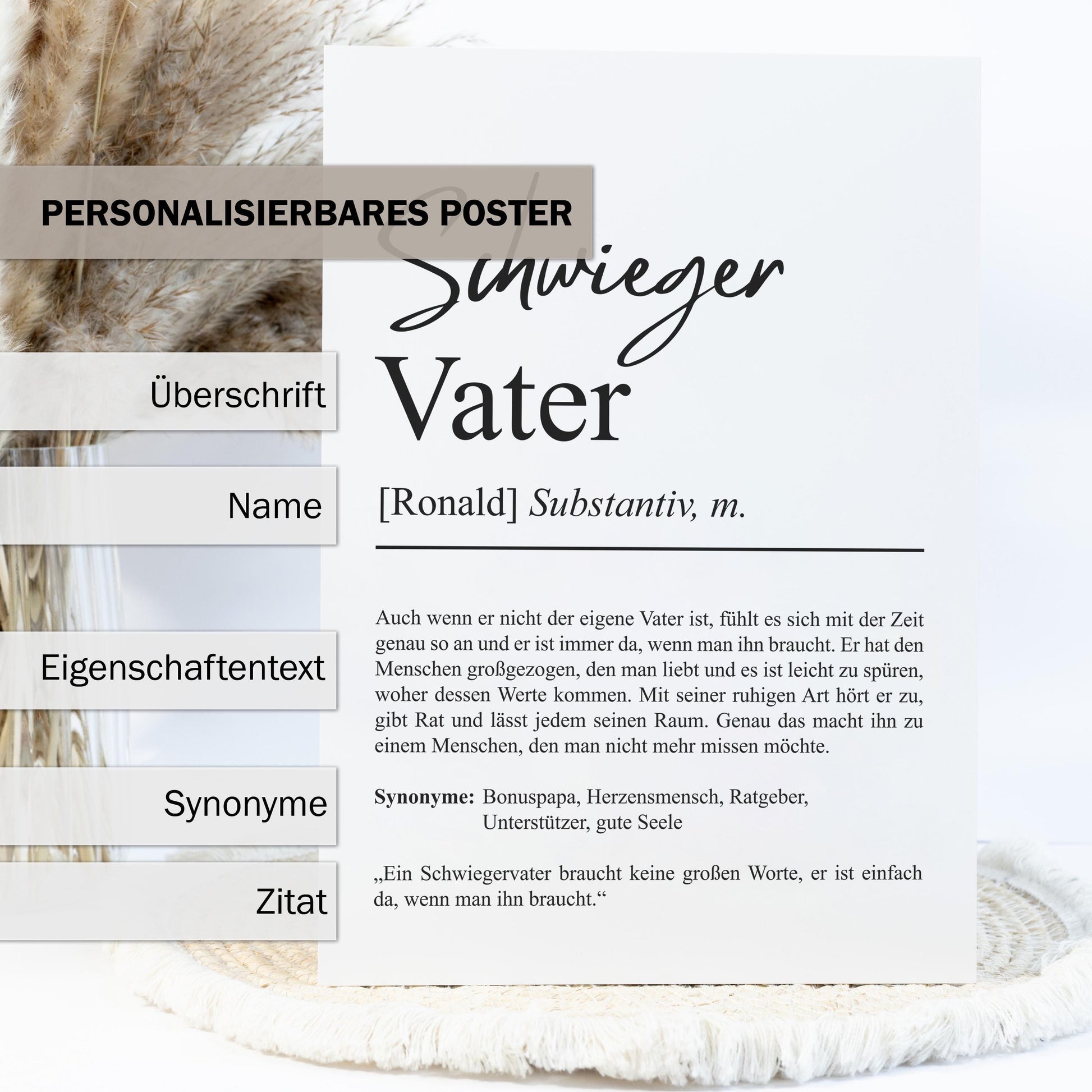 Schwiegervater Definition Poster personalisierbar mit Namen Schwiegervater Poster Geschenk Hochzeit Schwiegervater Geburtstag Geschenk