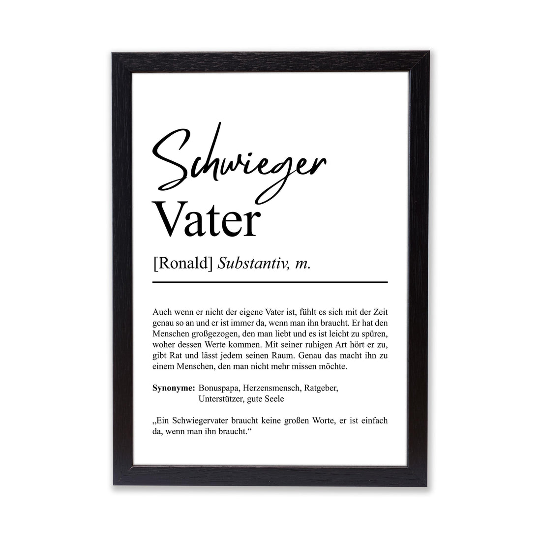 Schwiegervater Definition Poster personalisierbar mit Namen Schwiegervater Poster Geschenk Hochzeit Schwiegervater Geburtstag Geschenk