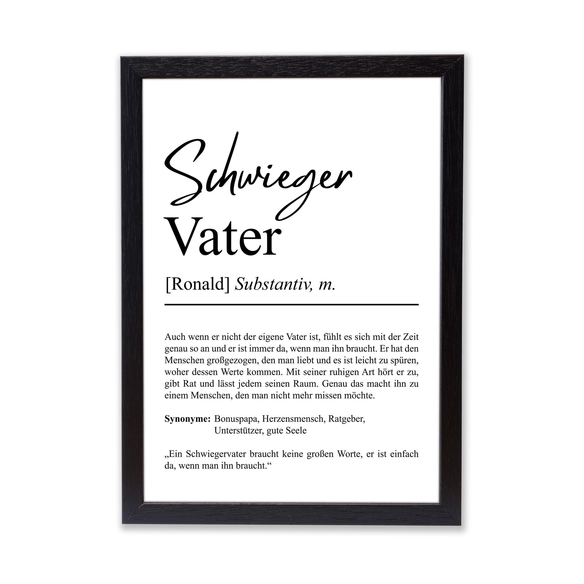 Schwiegervater Definition Poster personalisierbar mit Namen Schwiegervater Poster Geschenk Hochzeit Schwiegervater Geburtstag Geschenk