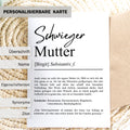 Schwiegermutter Definition A6 Karte personalisierbar mit Namen Grußkarte Geschenk für Schwiegermutter Klappkarte Definition