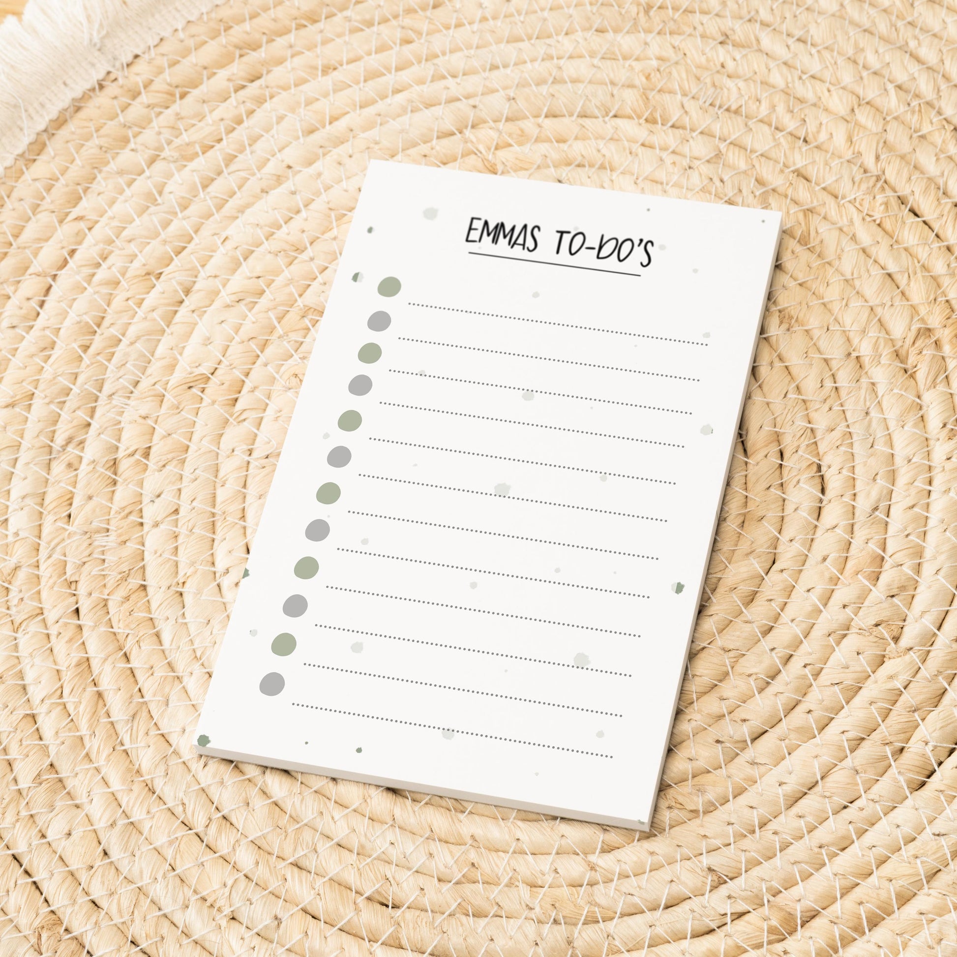 Notizblock Kleckse Design, 10x15 cm, 50 Blatt mit Leimbindung, personalisierbar mit Namen, Handmade, Geschenk Zeichner