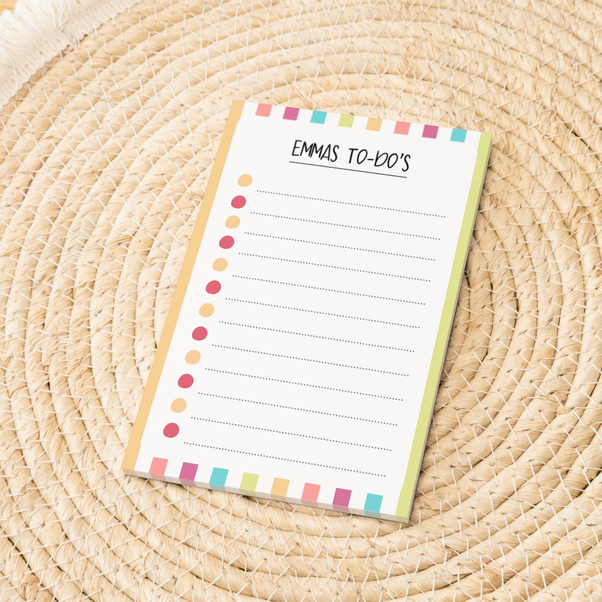 Notizblock Streifen Design, 10x15 cm, 50 Blatt mit Leimbindung, personalisierbar mit Namen, Handmade