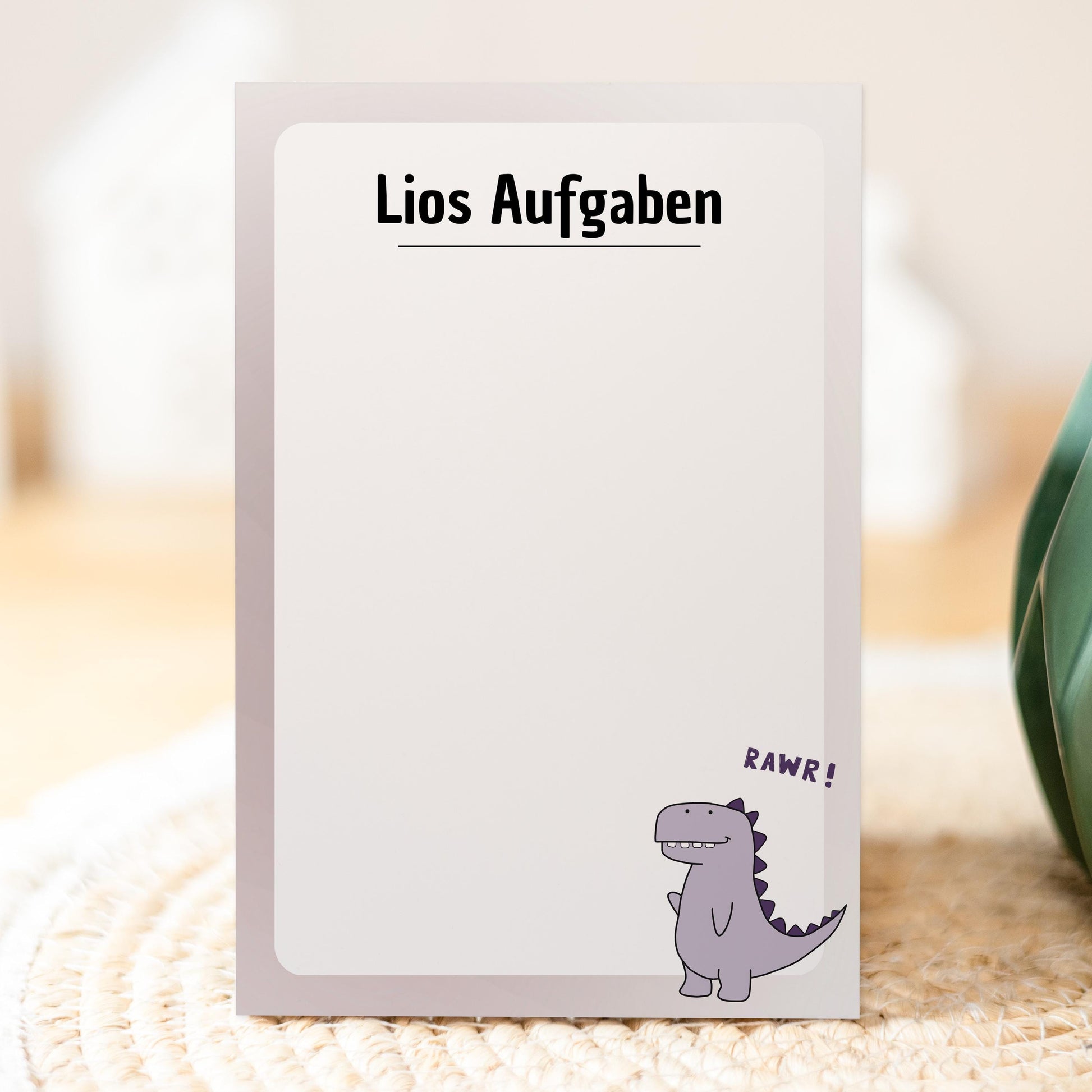 Notizblock Dino Design, 10x15 cm, 50 Blatt mit Leimbindung, personalisierbar mit Namen, Handmade, To Do Liste für Kinder