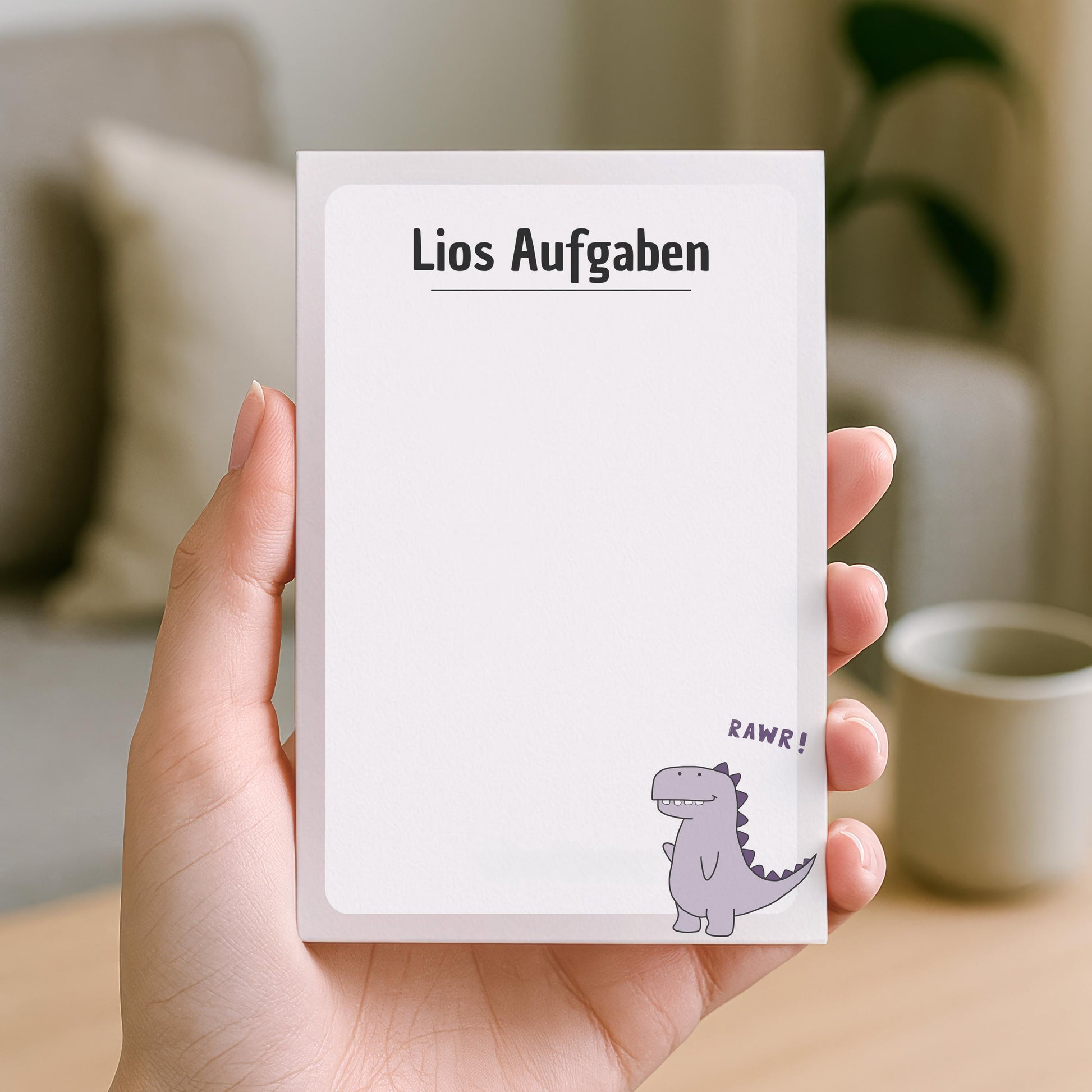 Notizblock Dino Design, 10x15 cm, 50 Blatt mit Leimbindung, personalisierbar mit Namen, Handmade, To Do Liste für Kinder