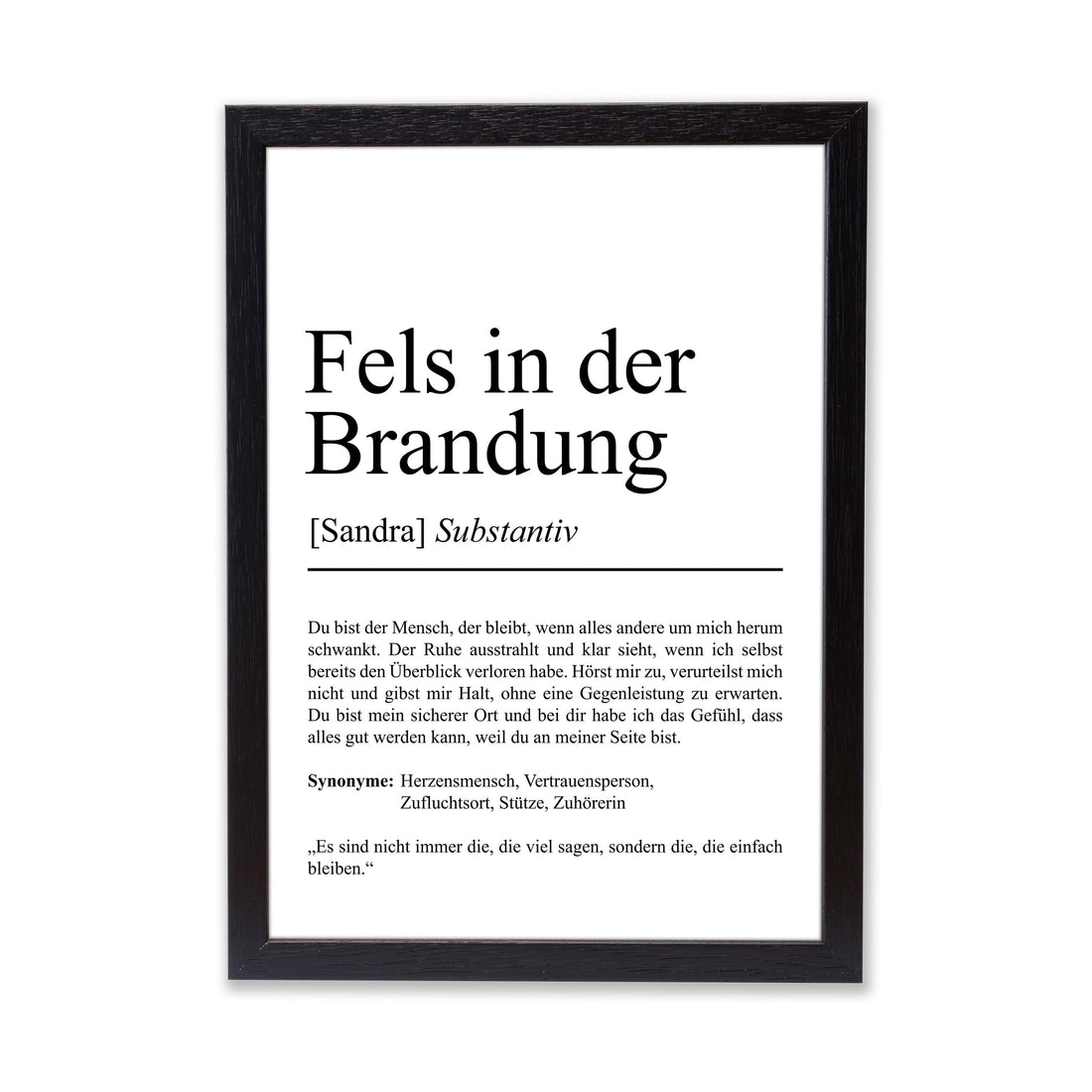 Fels in der Brandung Definition Poster, 100% personalisierbar, mit Namen, Massivholzrahmen, Last Minute Geschenk Freund