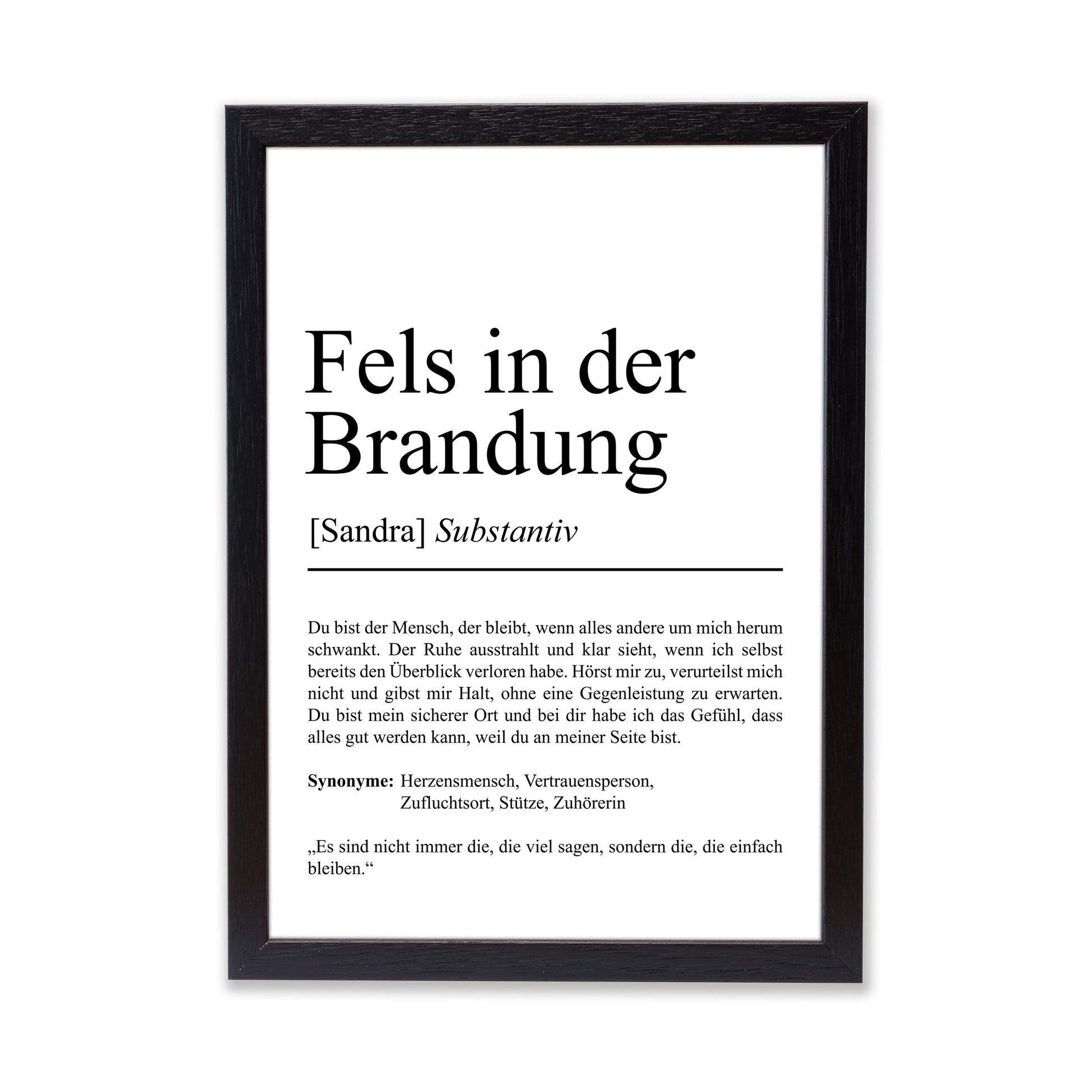 Fels in der Brandung Definition Poster, 100% personalisierbar, mit Namen, Massivholzrahmen, Last Minute Geschenk Freund