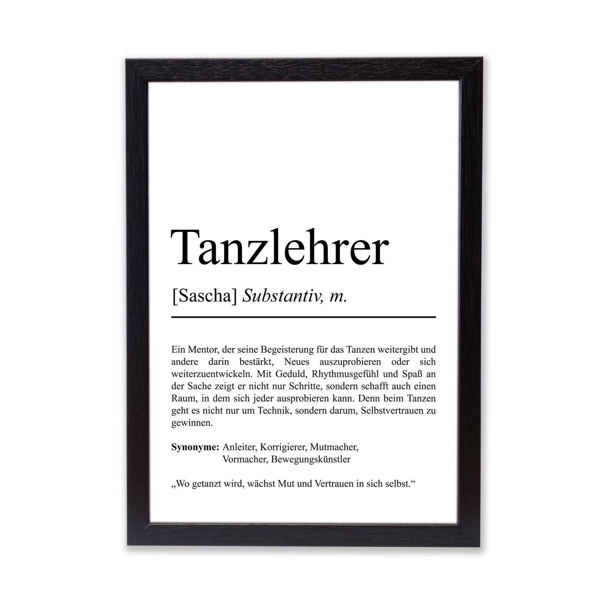Tanzlehrer Definition Poster personalisierbar mit Namen Beruf Poster Tanzlehrer Geschenk Einzug Geburtstag Geschenk Tanzlehrer Poster Beruf