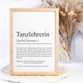 Tanzlehrer Definition Poster personalisierbar mit Namen Beruf Poster Tanzlehrer Geschenk Einzug Geburtstag Geschenk Tanzlehrer Poster Beruf