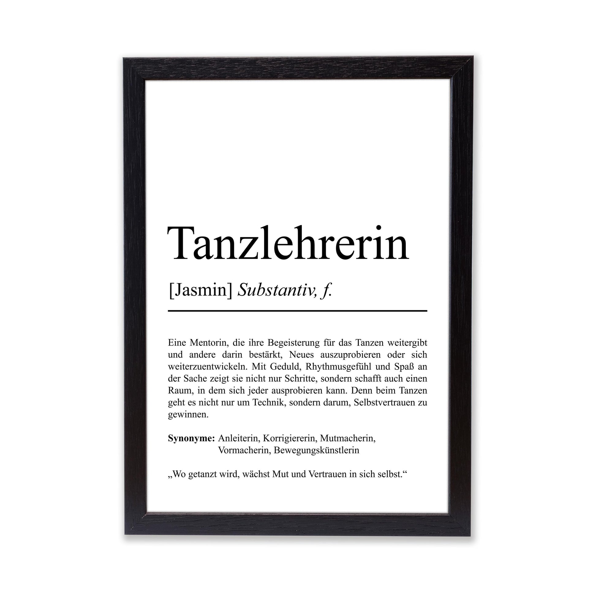 Tanzlehrerin Definition Poster personalisierbar mit Namen Beruf Poster Tanzlehrerin Geschenk Einzug Geburtstag Geschenk Tanzlehrerin Poster