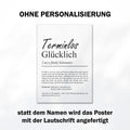 Terminlos Glücklich Definition Poster, personalisierbar mit Namen, Massivholzrahmen, Last Minute Geschenk Ruhestand, Geschenkidee Kollegen