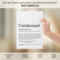 Unruhestand Definition Poster, personalisierbar mit Namen, Massivholzrahmen, Last Minute Geschenk Ruhestand, Geschenkidee Kollegen