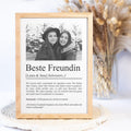Beste Freundin Definition Poster, personalisierbar mit Namen & Bild, Massivholzrahmen, Last Minute Geschenk Freundin
