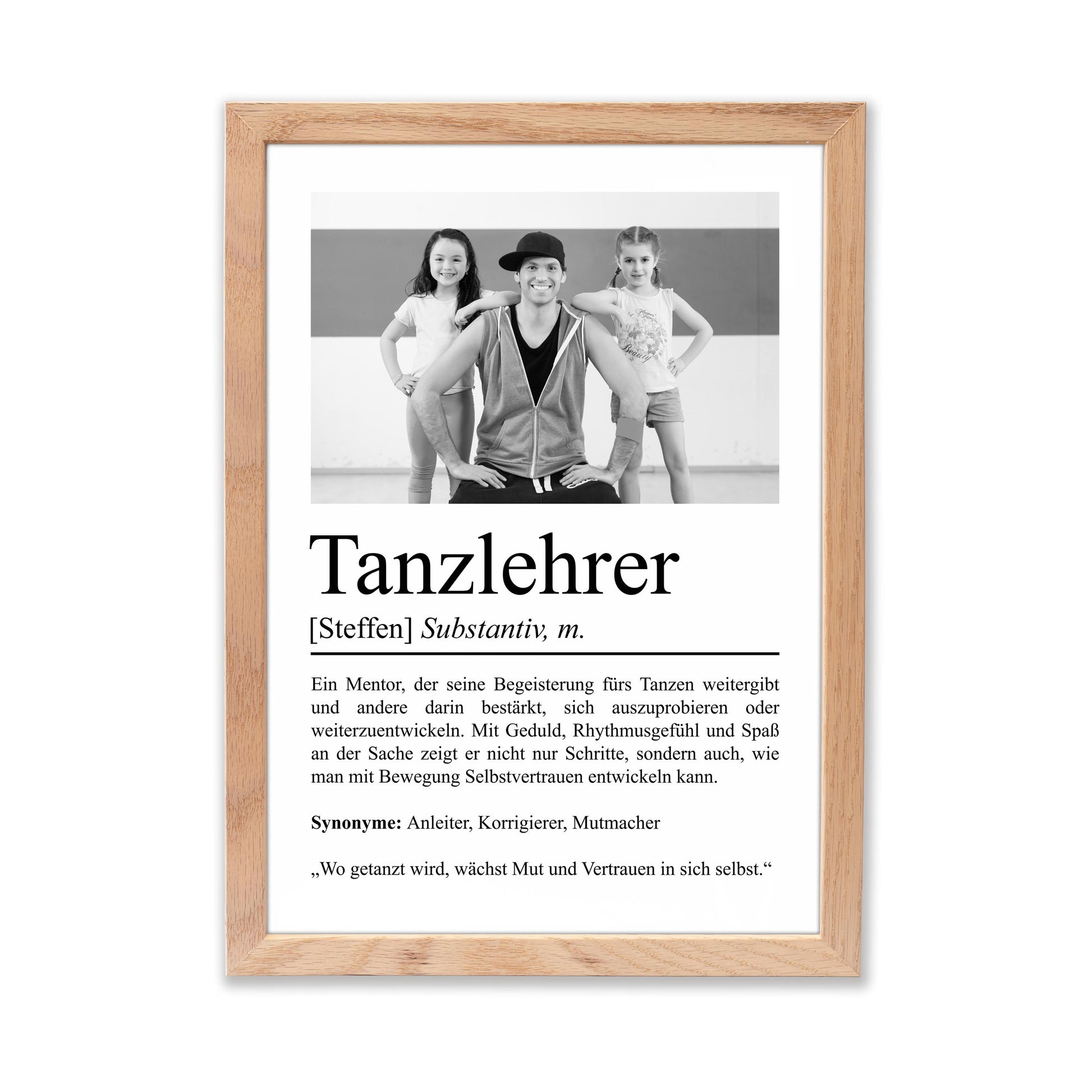 Tanzlehrer Definition Poster personalisierbar mit Bild + Namen Beruf Poster Tanzlehrer Geschenk Einzug Geburtstag Geschenk Tanzlehrer