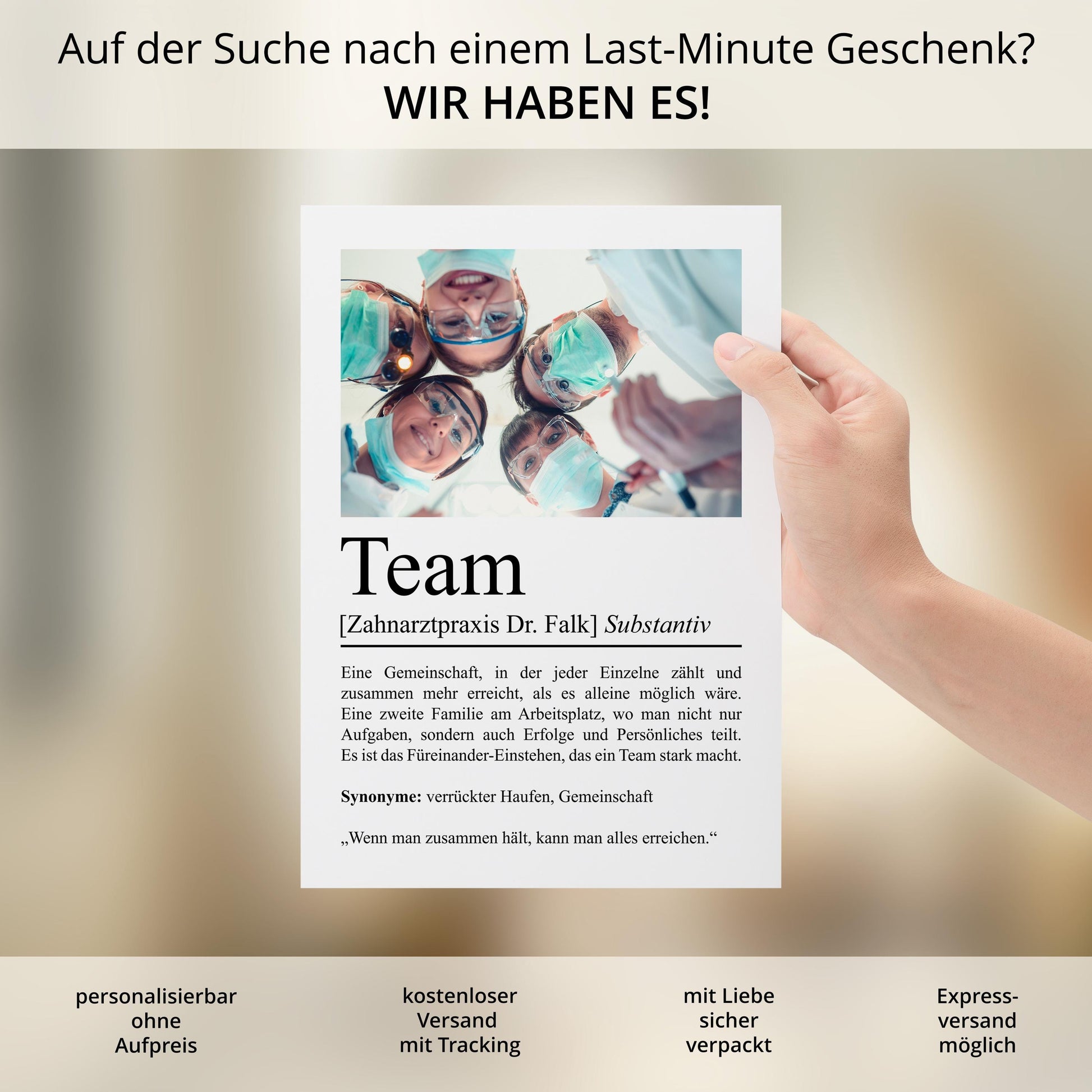 Team Definition Poster personalisierbar mit Bild + Namen Beruf Poster Team Geschenk Einzug Geburtstag Geschenk Kollegen