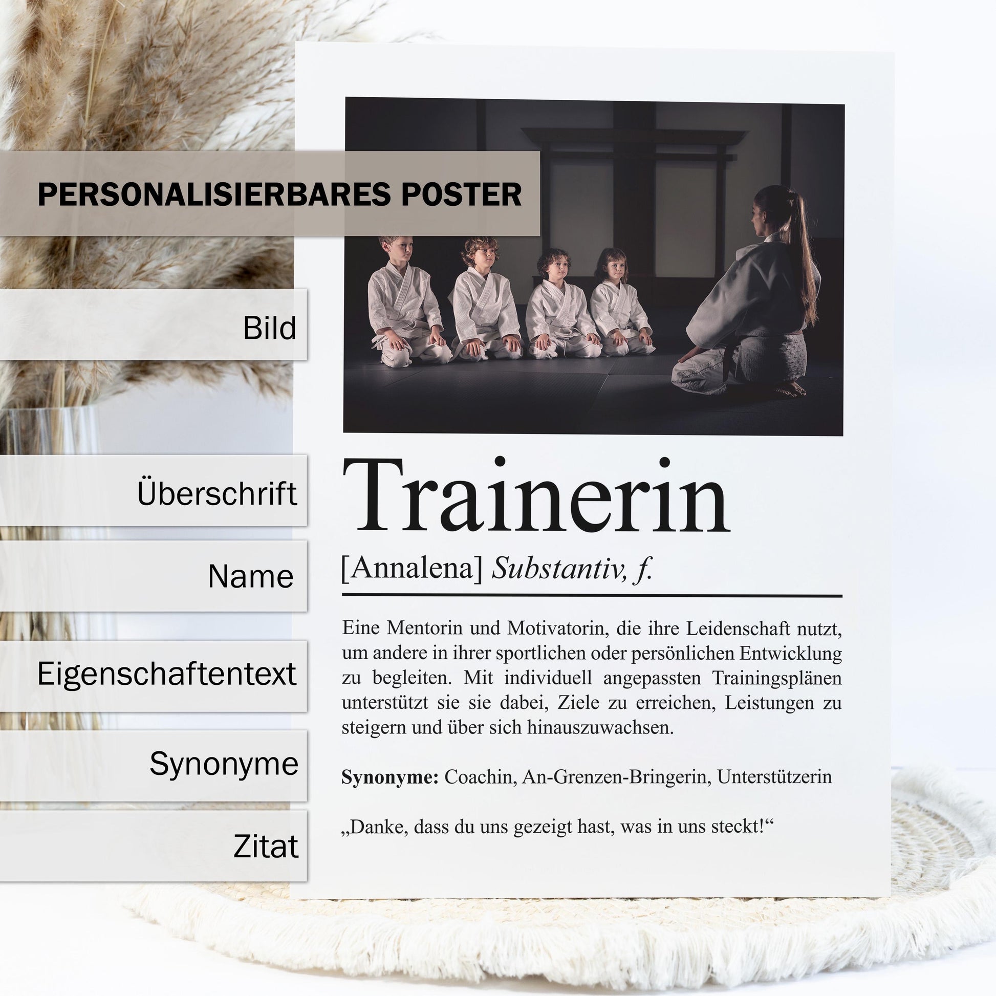 Trainerin Definition Poster personalisierbar mit Bild + Namen Beruf Poster Trainerin Geschenk Einzug Geburtstag Geschenk Trainerin