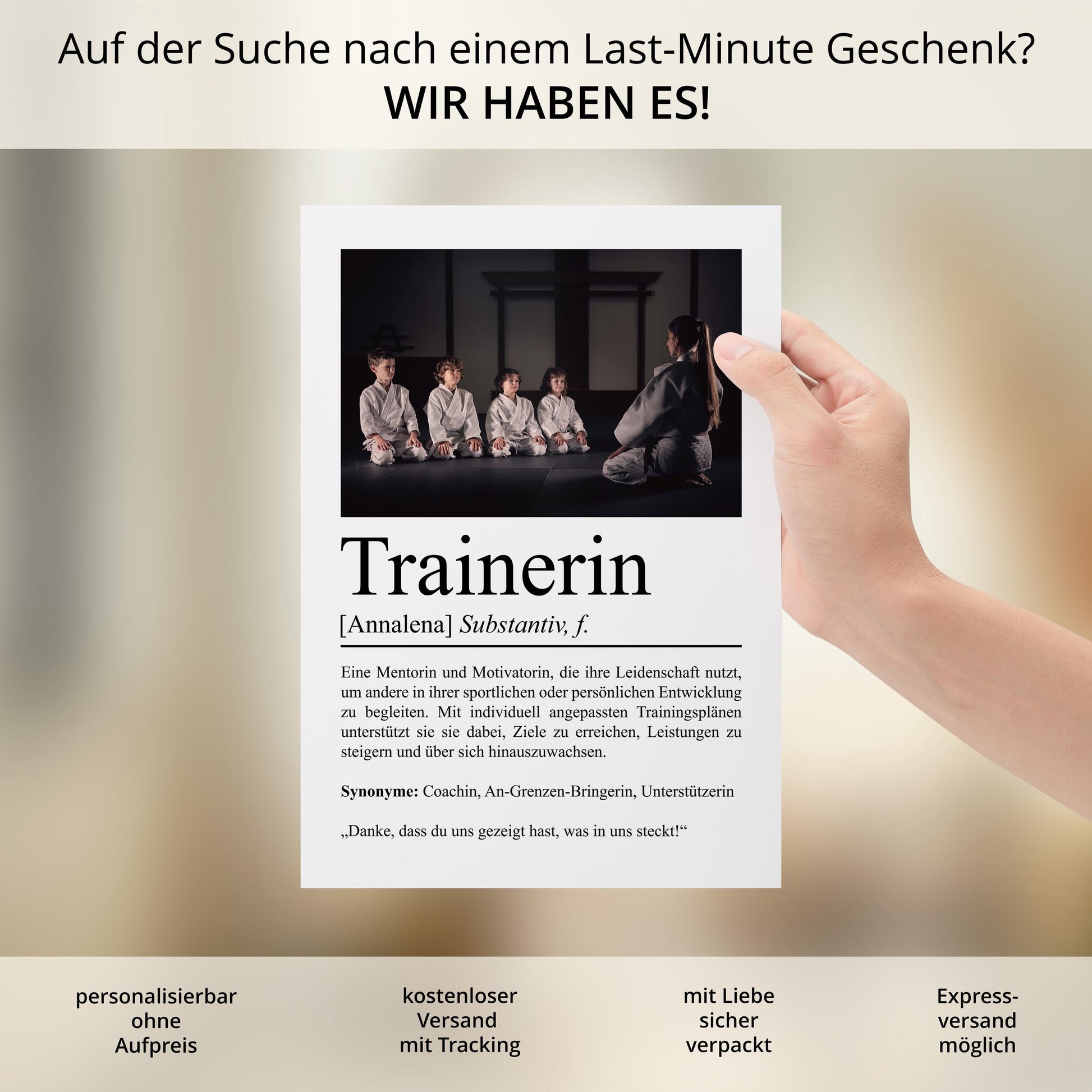 Trainerin Definition Poster personalisierbar mit Bild + Namen Beruf Poster Trainerin Geschenk Einzug Geburtstag Geschenk Trainerin