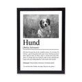 Hund Definition Poster, personalisierbar mit Bild + Name, Massivholzrahmen, Last Minute Geschenk Hundehalter