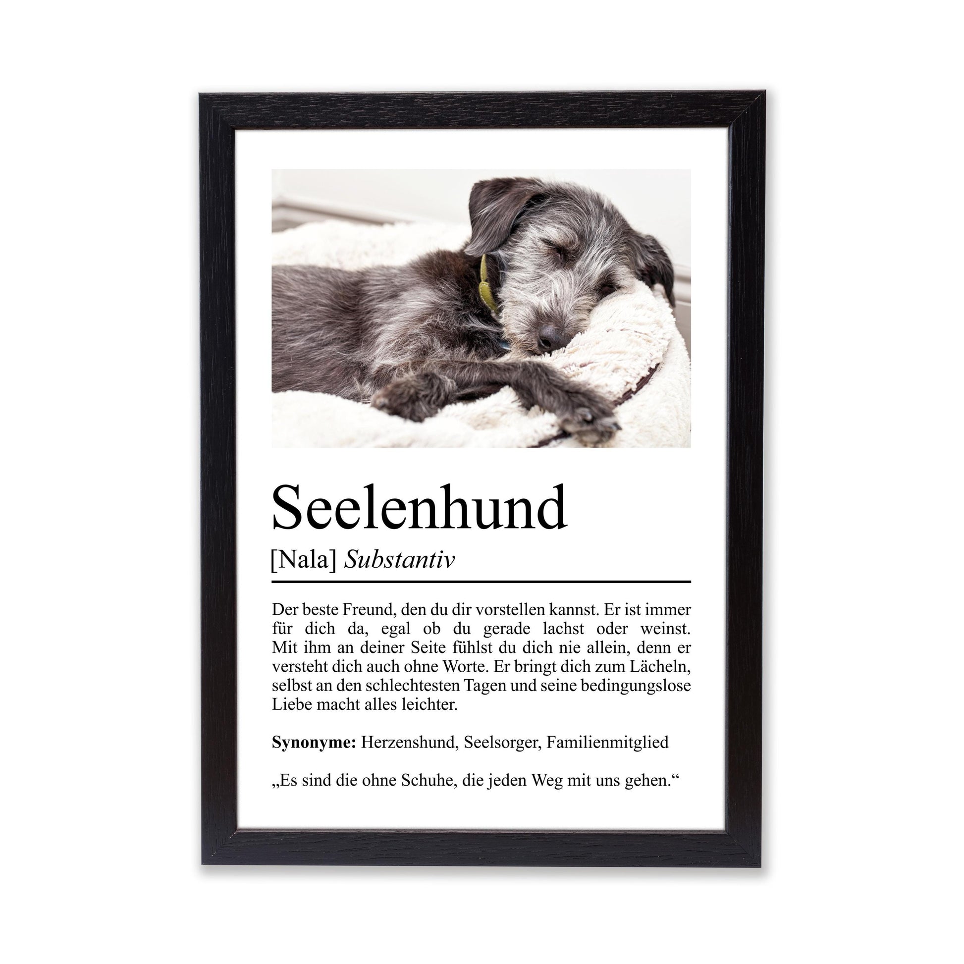 Seelenhund Definition Poster, personalisierbar mit Bild + Name, Massivholzrahmen, Last Minute Geschenk Hundehalter