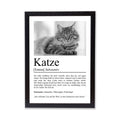 Katze Definition Poster, personalisierbar mit Bild + Name, Massivholzrahmen, Last Minute Geschenk Katzenbesitzer