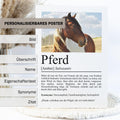 Pferd Definition Poster, personalisierbar mit Bild + Name, Massivholzrahmen, Last Minute Geschenk Reiterin