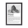 Pferd Definition Poster, personalisierbar mit Bild + Name, Massivholzrahmen, Last Minute Geschenk Reiterin