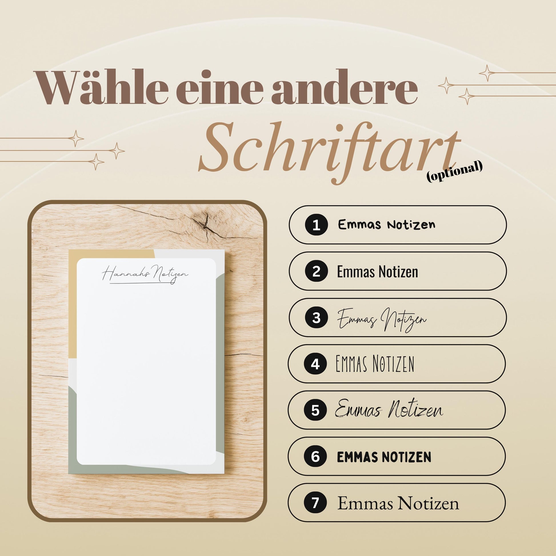 Notizblock Office Design, 10x15 cm, 50 Blatt mit Leimbindung, personalisierbar mit Namen, Handmade, Schreibwaren Büro